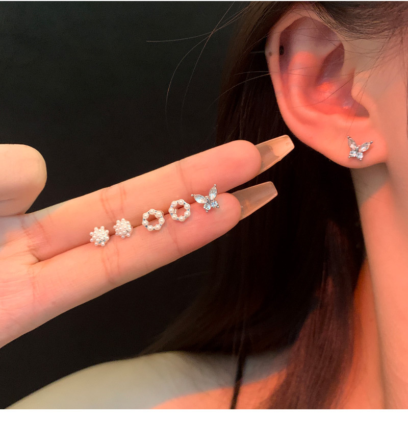 Geometric Pattern Women's Gender 1 Set Simple Style Geometric Enamel Plating Inlay Copper Rhinestones Cat's Eye Stone Shell Earrings