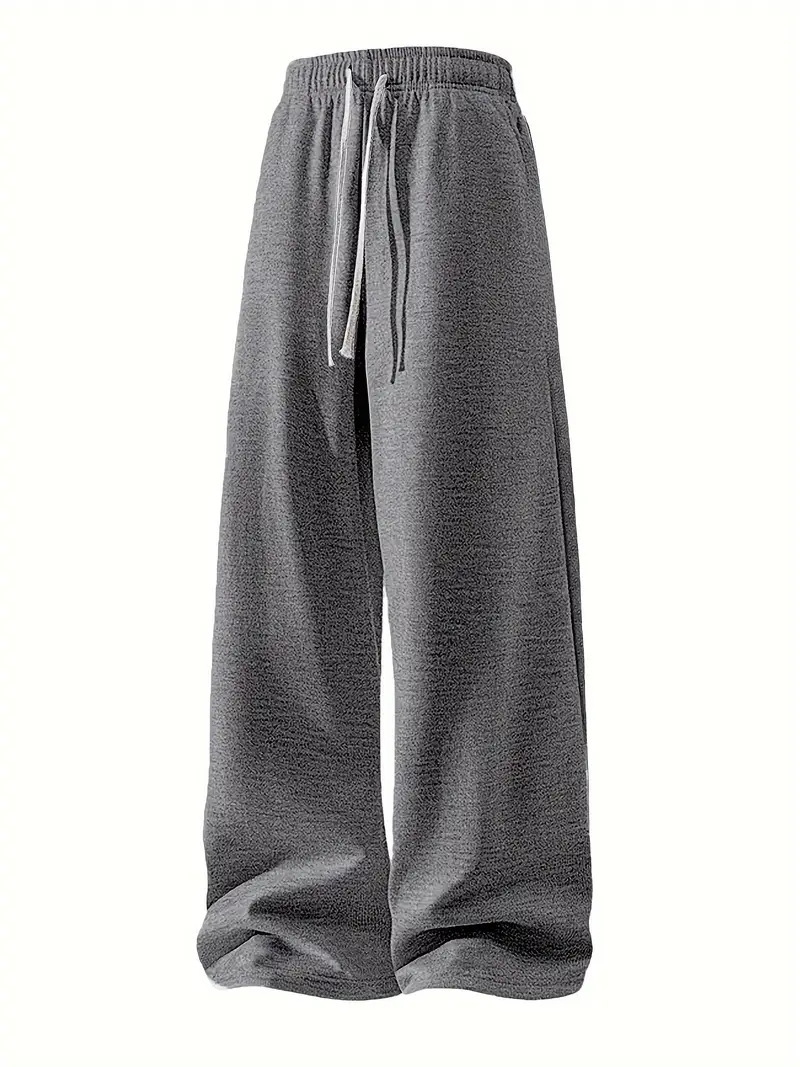​Men's Straight-Leg Pants – Vintage-Inspired Polyester Trousers With Adjustable Drawstring (Unisex Streetwear Style)​_viptrois.com