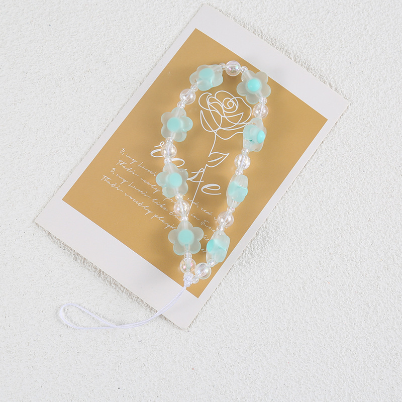 Flor cordón DIY teléfono móvil Shell cadena hecha a mano con cuentas fresca pequeña flor colgante cadena joyería decorativa cadena colgante