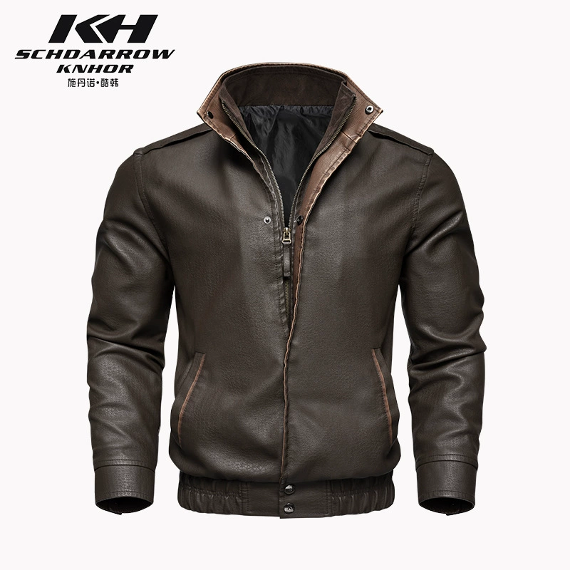 Трансграничное Новое весенне-осеннее Мужское пальто, ветрозащитная кожаная куртка, винтажная мотоциклетная куртка из искусственной кожи, легкая Однослойная деловая мужская куртка