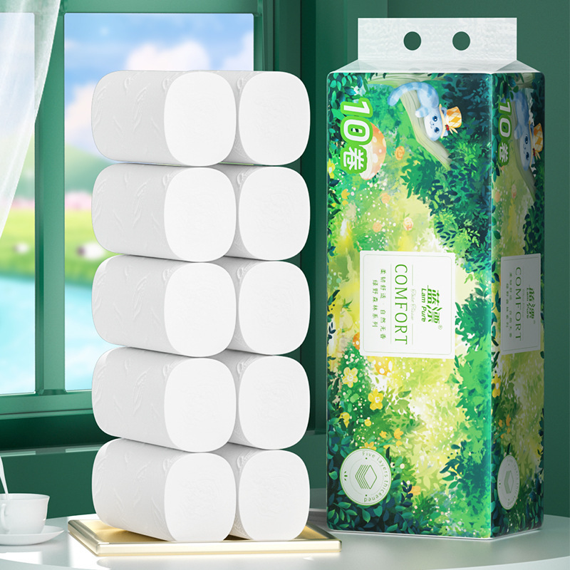 Blue Bleach [Green Forest] Series Coreless Rolling Paper 5 Layers 800g 10 Rolls White Flat Rolling Paper Can Be Shipped on Behalf of Others