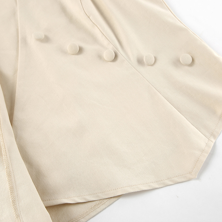 Women's Clothing commuting apricot cotton and linen vest vest wide leg pants two piece suit female 2024 summer deconstruction design suit_voghion.com