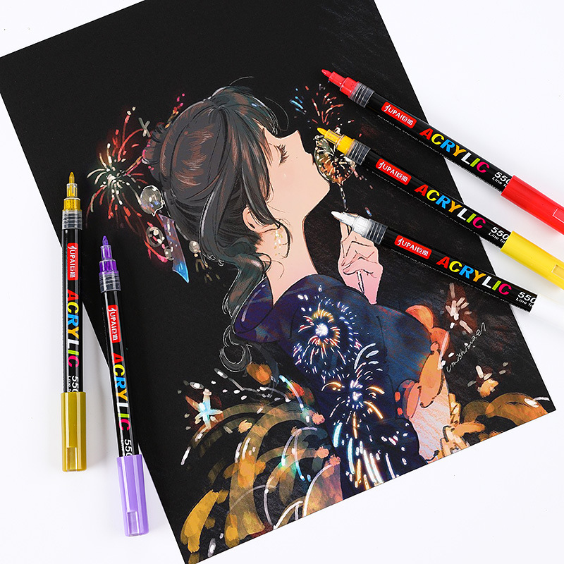 Crazy grab 24-color marcador arte válvula tiza de agua aceite cepillo acrílico pluma 0,7 línea pluma de cerámica