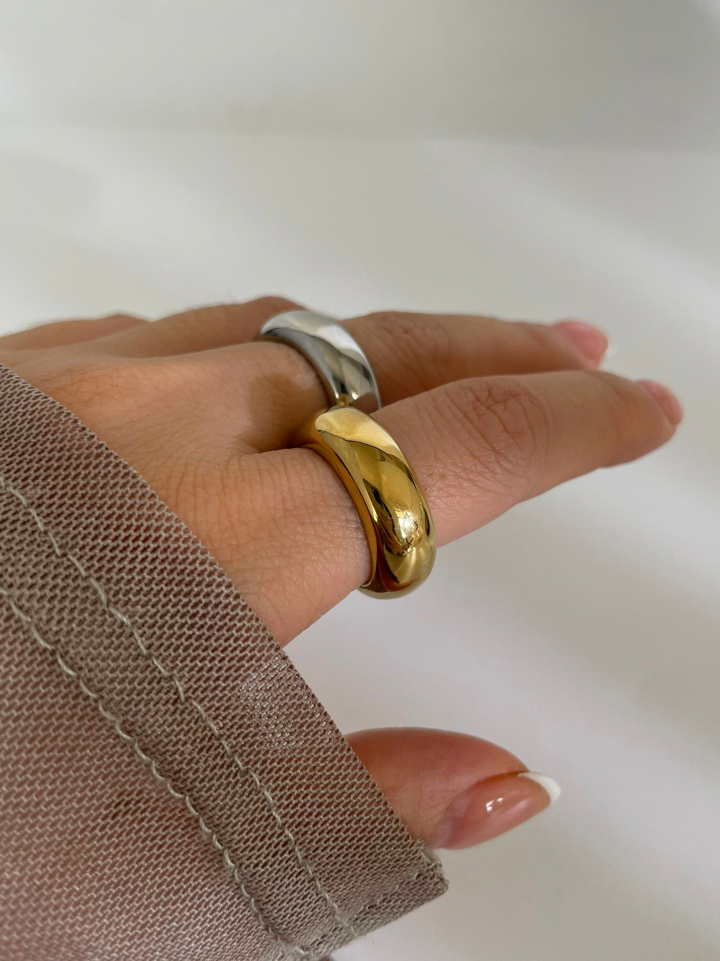 Rings Classification 316L Stainless Steel  Geometric Solid Color Waterproof Non Tarnish Surgical Steel Modern Style Classic Style Rings For Women's