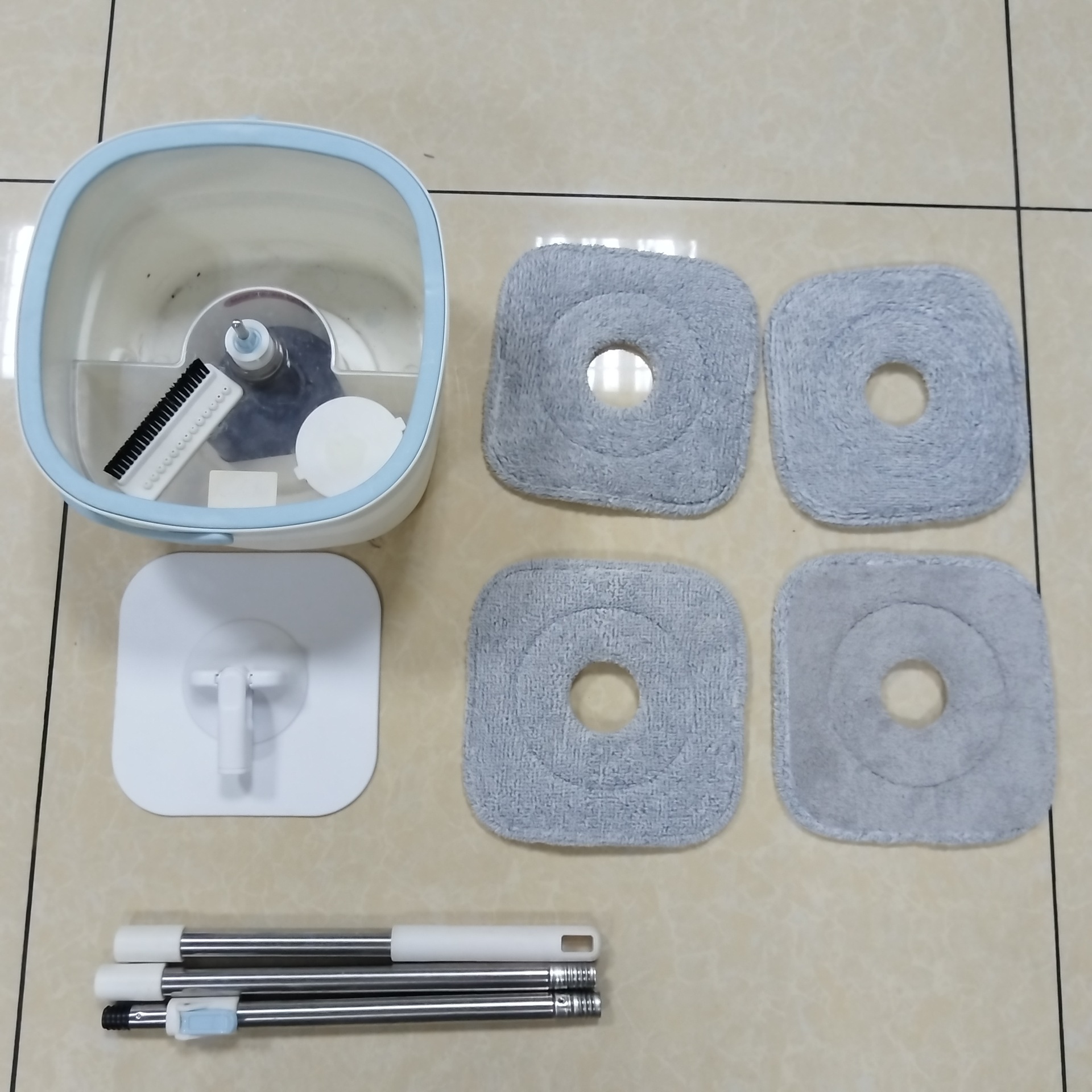 Nuevo producto transfronterizo: cubo giratorio para fregona, separación de aguas residuales, absorción de agua, fregona plana manos libres para el hogar, herramienta automática de limpieza de suelos.