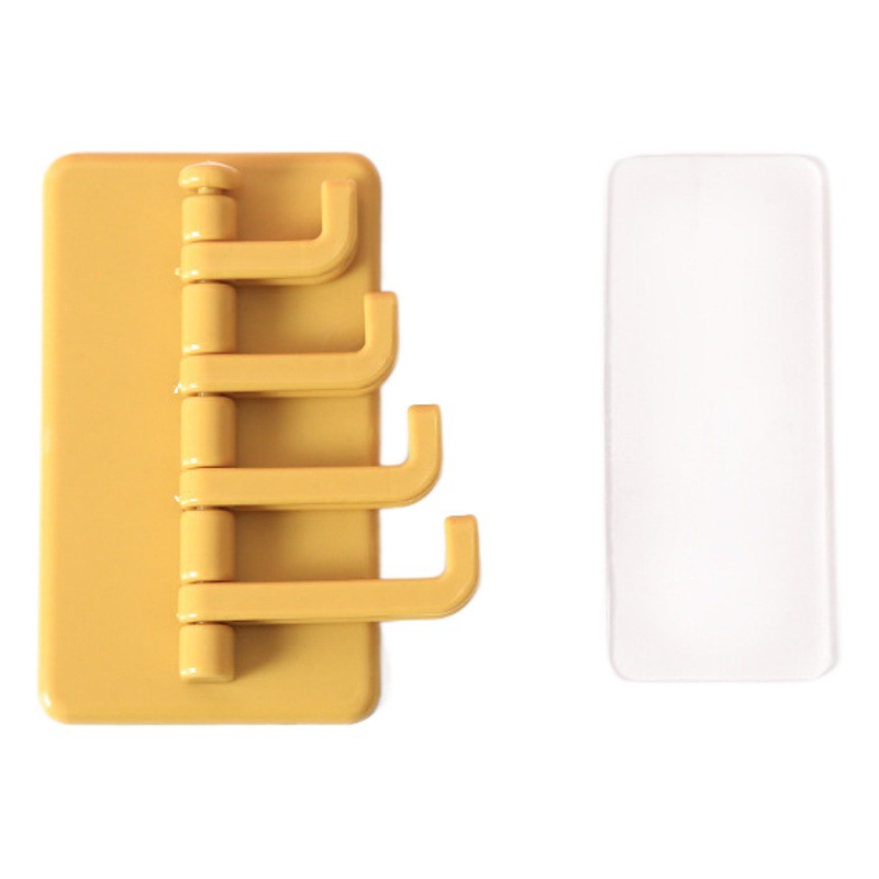 Gancho de pasta giratorio de cuatro piezas contraste color órgano gancho pegajoso Baño Cocina Pared gancho de ropa sin perforar detrás de la puerta