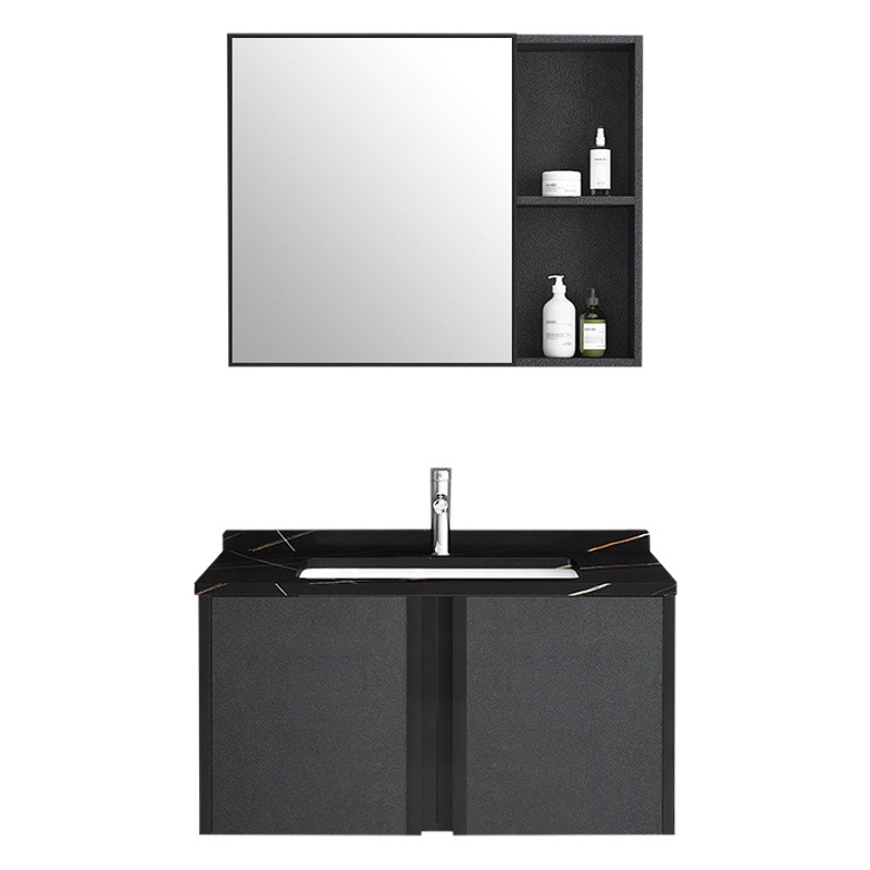 Gabinete de baño de aluminio espacio combinación moderno simple pequeño apartamento cuarto de baño lavabo espejo gabinete