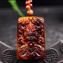 厂家直供龙涎香灰琥珀九龙护主龙牌双面吊坠松香味挂件直播货源