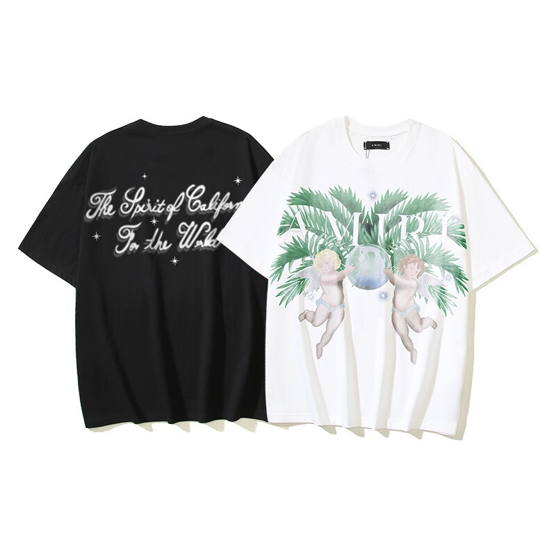 Ss26 Amiri Am High Street Niche Luxury Heavyweight Printed Letter Logo Short-Sleeve T-Shirt for Men and Women