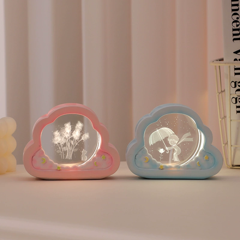 3D-светильник из хрусталя с внутренней резьбой, светящийся ночник, декор для рабочего стола, креативный подарок на день рождения для девочек в период Лунного Нового года