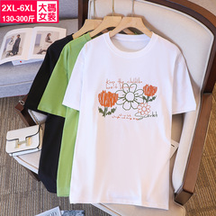 Ladies' loose-fitting short-sleeve T-shirt with print, large size women's summer 2023 new fashion T-shirt for plus-size women, wholesale