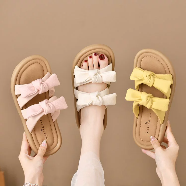 Summer slide platform, suitable with a skirt, slippers with bow