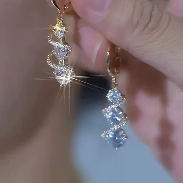 French-style light luxury super shiny zircon tassel earrings for women, with a unique design, high-end feel, and elegant temperament