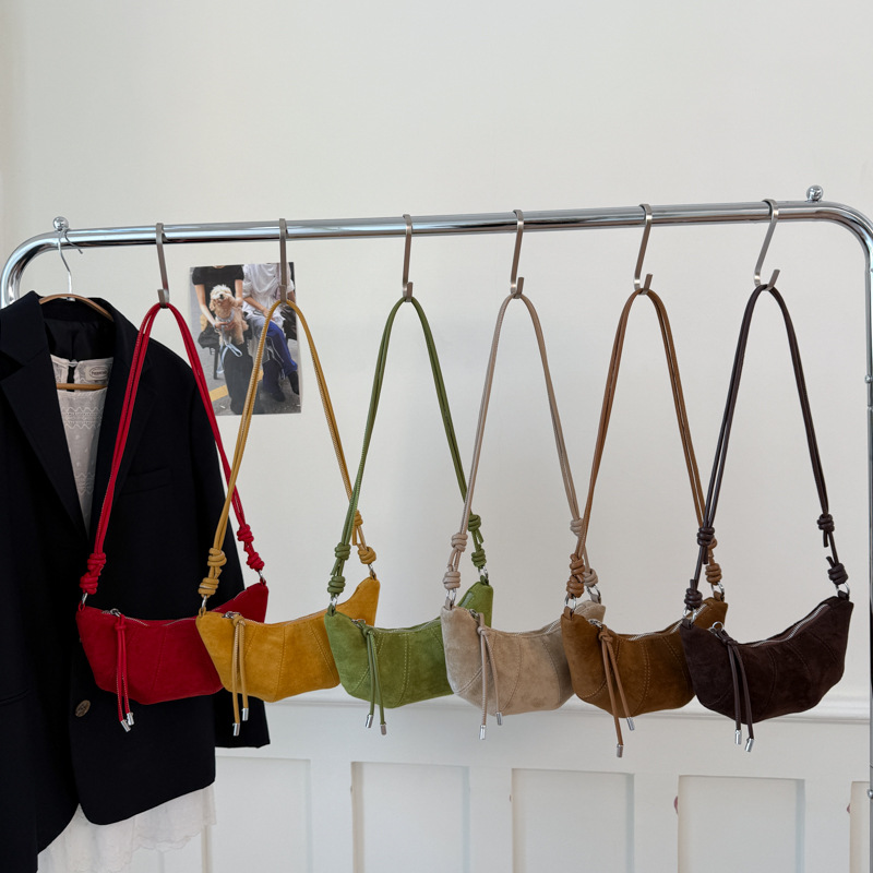Autumn/Winter Suede Retro Matte Underarm Bag For Women 2025 New Hobo Bag Versatile Crossbody Dumpling Bag - Thumbnail 2