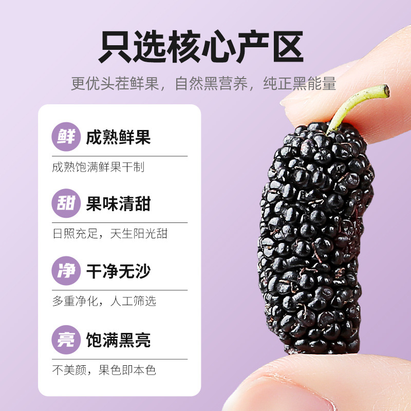 Qilixiang black mulberry dried Panzhihua hand-selected large fruit sulfur-free no-wash mulberry bottle 250g new arrival mulberry fruit