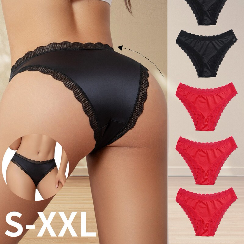 Cross-Border Exclusive Supply of Women's Underwear, Light Luxury Satin, Silky Lace Trim, Slimming, Versatile, Comfortable, Seamless, Breathable Cross-Border Exclusive Supply of Women's Underwear, Light Luxury Satin, Silky Lace Trim, Slimming, Versatile, Comfortable, Seamless, Breathable