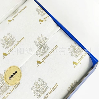 30g单光白牛皮纸印刷金色logo 拷贝纸雪梨纸衣服包装纸内衬纸定制