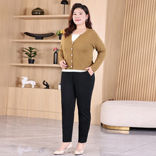 大码女装妈妈裤冬季新款胖mm宽松显瘦小脚长裤中老年保暖休闲裤子