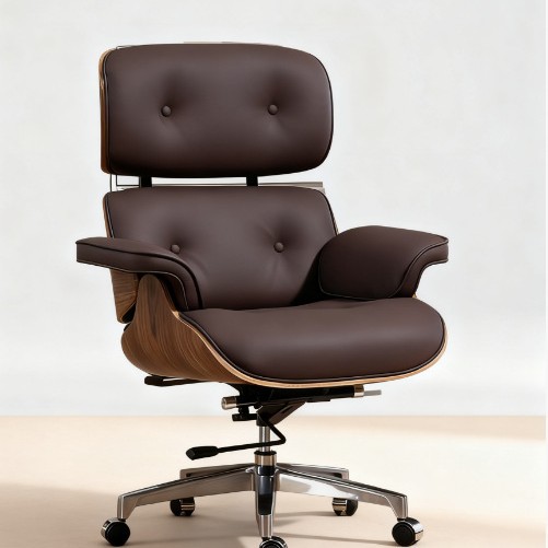 Silla individual nogal + piel de vacuno primera capa marrón