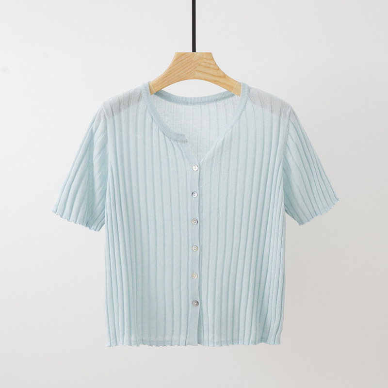 Plus Size Women's Loose Slimming Knitwear Summer New Linen Tencel Short-Sleeved Knitwear Non-See-Through Cardigan