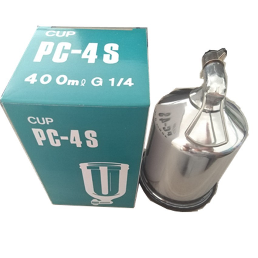 台湾美通PC-4S螺牙塑胶盖支架喷杯可折叠脚400ml毫升重力式喷枪壶