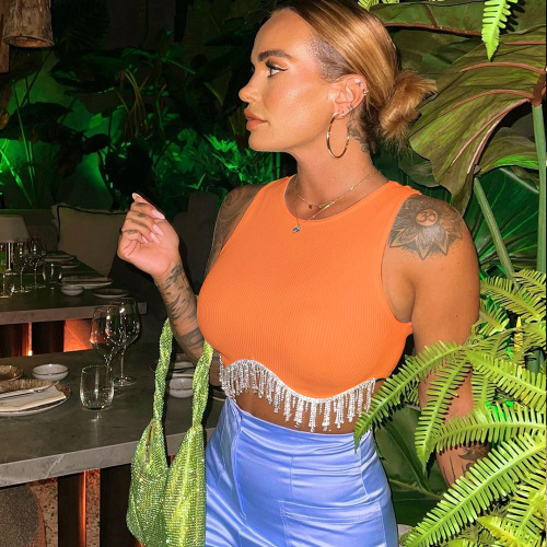 Amazon Cross-border Wholesale European and American Women's Fashion  Spring New Sexy Bare Waist Diamond Chain Fringe Bralette