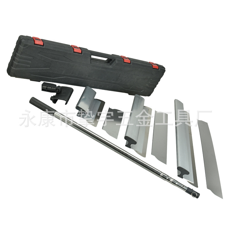 Varilla larga pared masilla mortero de cemento pintura de yeso suavizado lote gris raspador de acero inoxidable caja de plástico traje