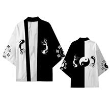 2023日式新品  3D数码印花原宿和服披风外套睡衣开衫夏季