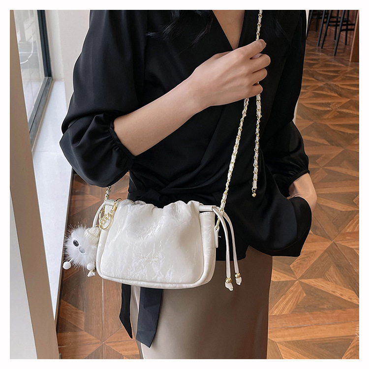 女包新款雲朵包中國風緞面質感時尚抽口小眾小香風鏈條包單肩女包