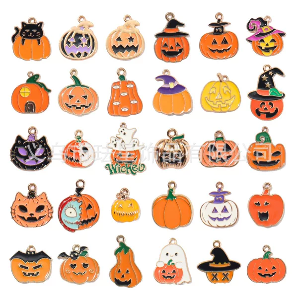 Oil-Drip Alloy Halloween Pumpkin Series Pendant DIY Pumpkin Charm Keychain Earrings Bracelet Jewelry Accessories