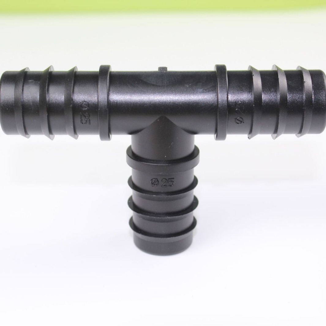 25 PE tubo púbido tee tubo PE conector de tubería simple tee micro-spray goteo accesorios de conector de tubería image 4