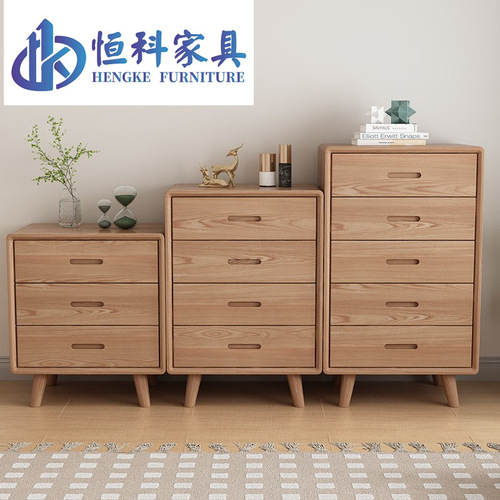 Ash wood chest of drawers solid wood bedroom furniture bedside table with drawer storage storage cabinet chest of drawers log cabinet