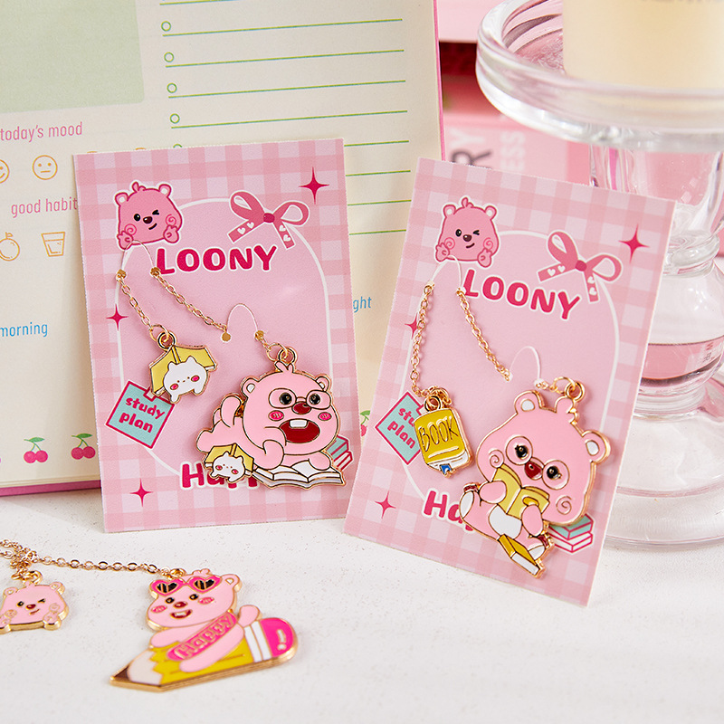 Bonito pequeño castor de metal creativo marcador de dibujos animados de alto valor de cara regalo creativo para estudiantes de lectura exquisita carpeta