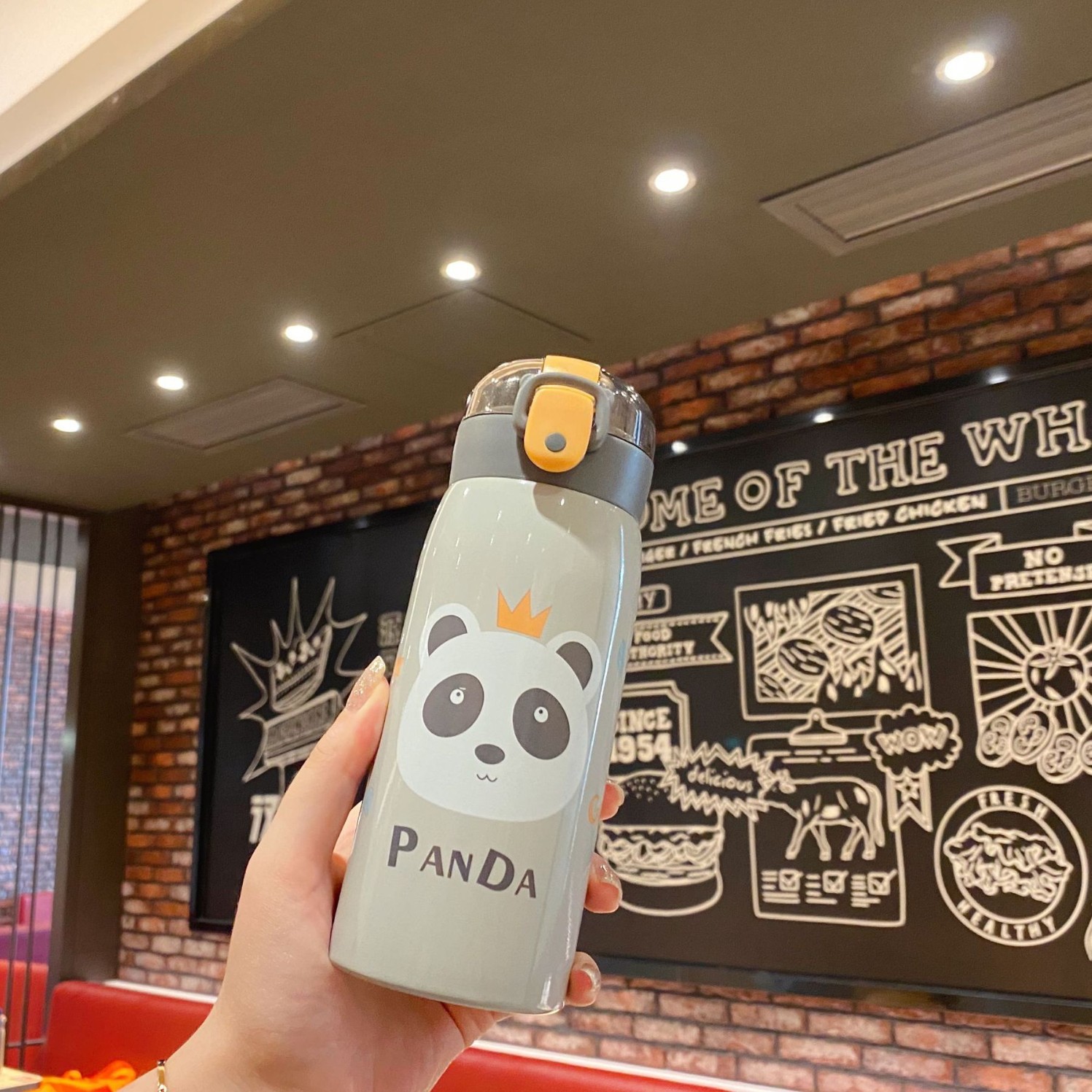 Nuevos niños 304 taza de vacío de acero inoxidable linda chica con paja taza de agua de gran capacidad taza de regalo al por mayor