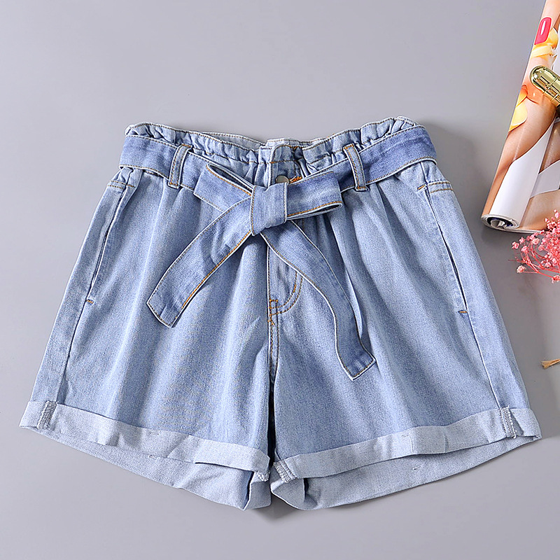 女装牛仔短裤卷边新款夏季欧美宽松大码热裤高腰显瘦卷边牛仔裤女