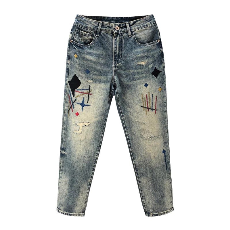 American Street Washed Old Fashionable Jeans Men's Spring and Autumn Straight Loose European and American High Street Vibe Style Long Pants