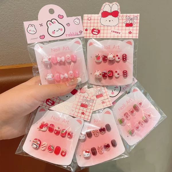 Red Children's Cute Cartoon Nail Stickers 2026 New Year Kids Nail Art Set for Ages 3 to 6 Nail Stickers