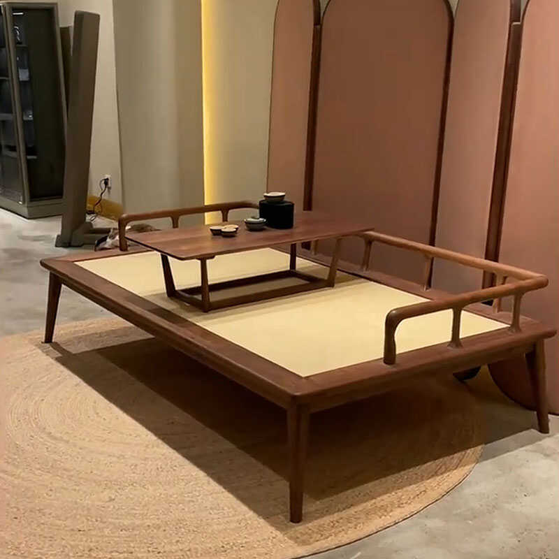 Zen black walnut solid wood 2.1m Luohan chair kang table combo new Chinese style Chinese wind ash wood Luohan bed