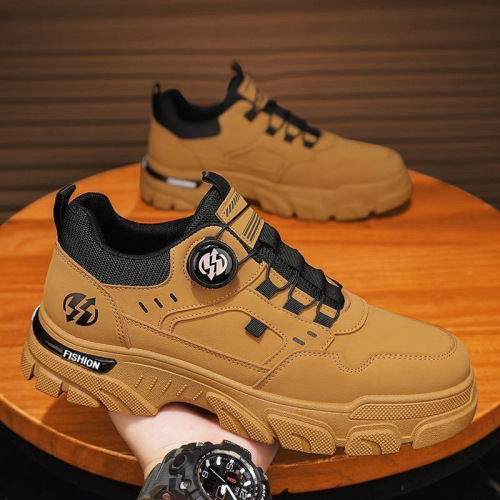 Men's 2025 Spring New Low-top Slip-on Button-up Sporty Casual Trendy Outdoor Waterproof Work Shoes