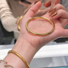 素圈古法传承手镯女钢钛镀金不掉色仿真金镯子手饰
