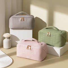 跨境新款菱形格化妝包大容量防水收納包復古風便攜旅行化妝收納袋