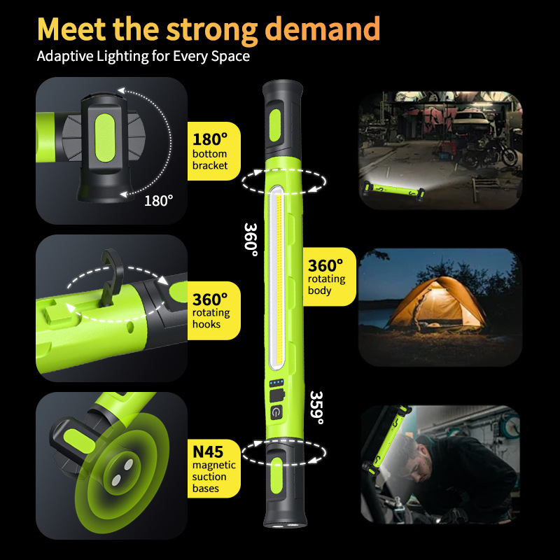 Wk01 New Emergency Maintenance Work Light USB Rechargeable High-Brightness Multi-Functional Inspection Lighting Lamp with Magnetic Hook