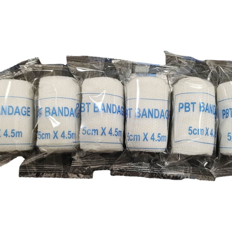 Factory Direct Supply Pbt Elastic Bandage 5Cm*4.5M [English Neutral Packaging] Supports 12 Rolls Per Bag