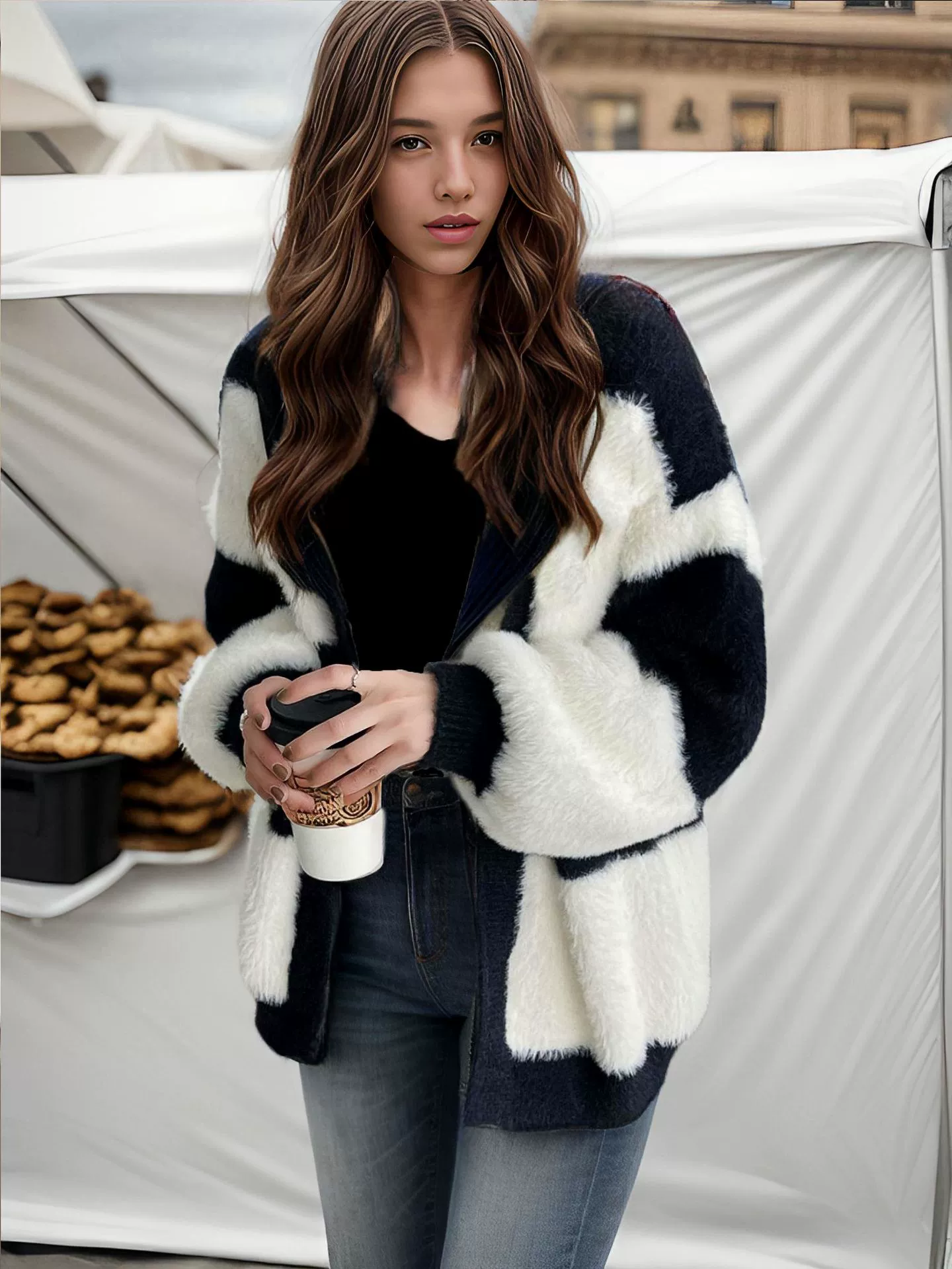 Бархатный свитер, вязаная кофта Cardigan, европейский стиль, (международная торговля), •