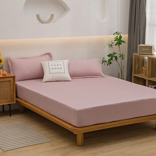 Japanese-style solid color washed cotton bed canopy three-piece set single sheet mattress dustproof protector single bed cover factory wholesale