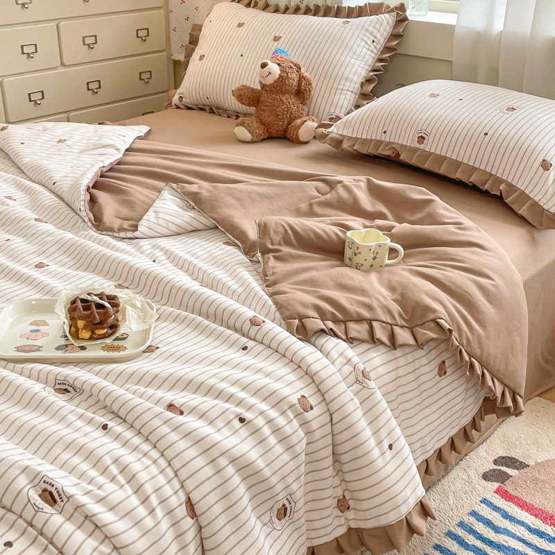 Verano nuevo estilo algodón lavado bordado edredón de verano edredón fresco de verano dormitorio individual y doble colcha delgada lavable a máquina edredón de aire acondicionado image 8