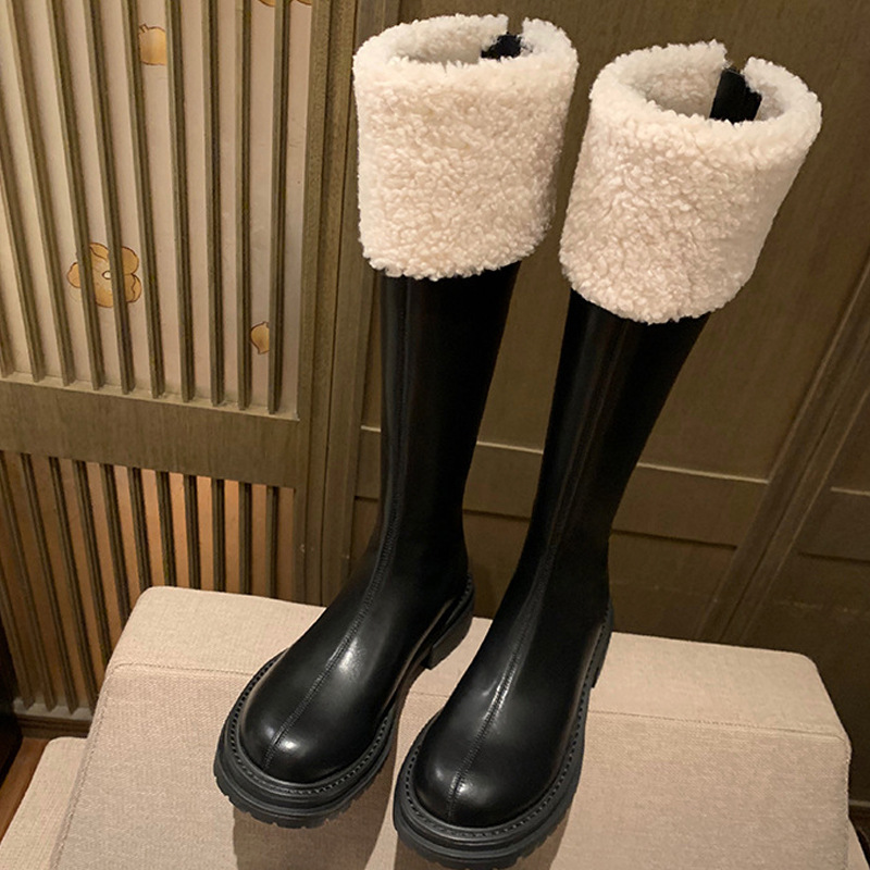 Botas de Nieve con Forro Polar Blanco y Suela Gruesa para Mujer, Estilo Media Caña, Otoño/Invierno 2025, Marca Grape Mom