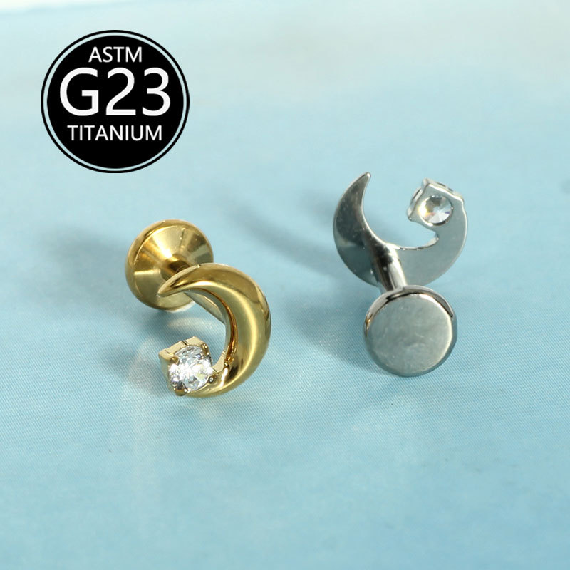 Pointed titanium steel lip stud product view