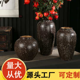 景德镇陶瓷桌面花瓶复古怀旧美式现代简约新中式干花插花花盆摆件