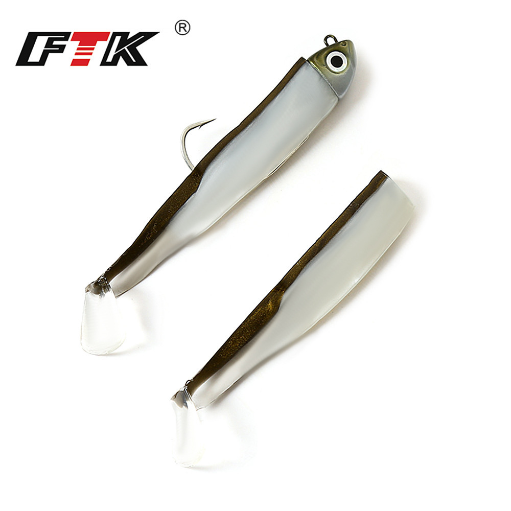 FTK Black Rice Lead Head Soft Bait T-Tail PVC Fishing Lure 12g 10.5cm One-Head Dual Tail Bass Fishing Lure Cross-Border